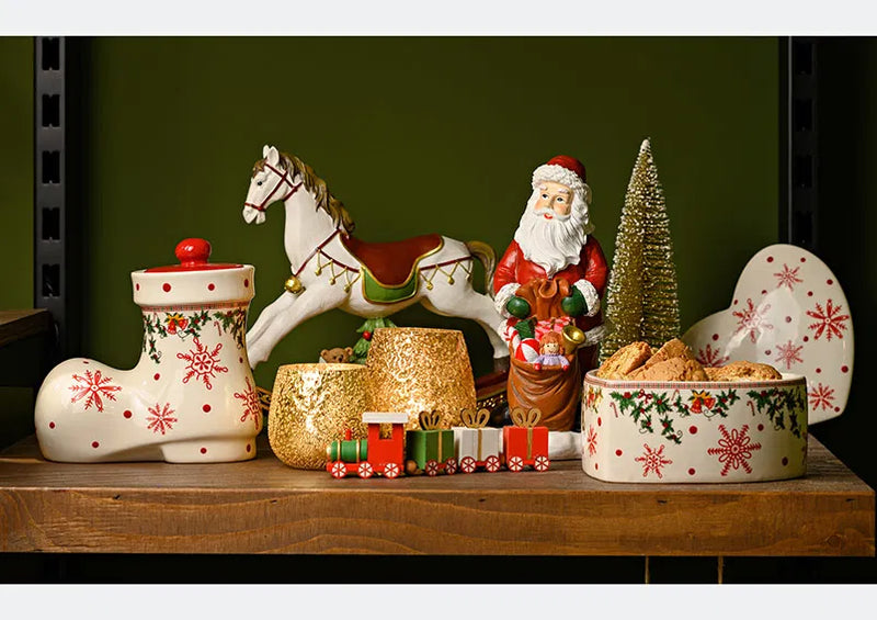 Christmas Decoration Rocking Horse With Green Christmas Tree 20x19x5cm