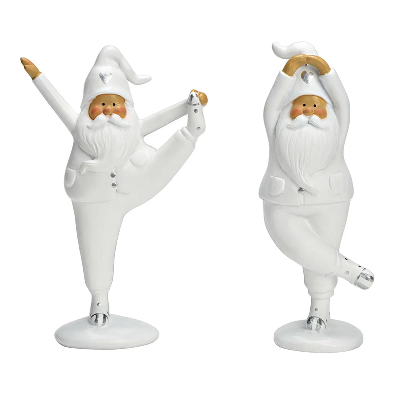 Christmas Decoration Yoga Santa Claus White Polyresin 12x18x5cm Sold Individually