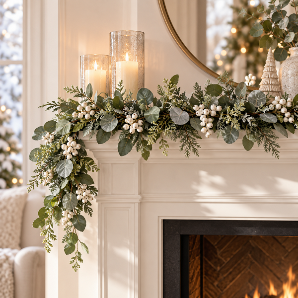 Decorative Christmas garland styled for a festive interior