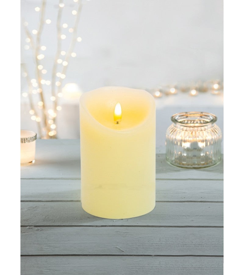 Christmas Flicker Flame Candle Cream 13cm x 9cm Battery Operated With Timer