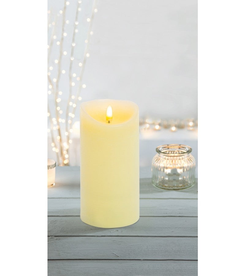 Christmas Flicker Flame Candle Cream 18cm X 9cm Battery Operated With Timer