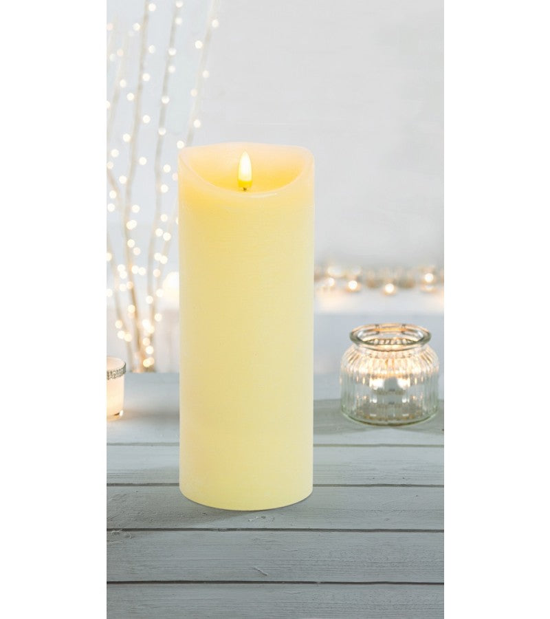 Christmas Flicker Flame Candle Cream 23cm x 9cm Battery Operated With Timer