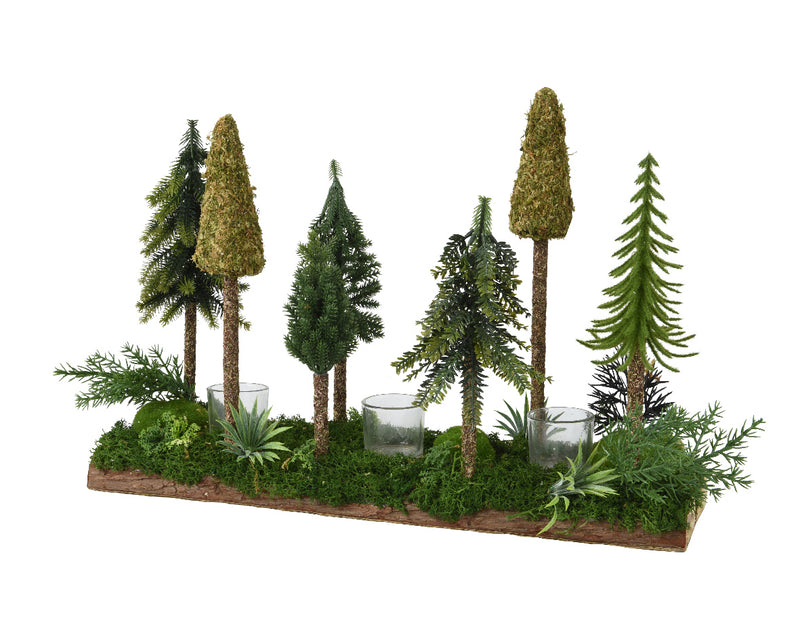 Christmas Forest Table-Piece  With Three Tealight Holders (14 x 50 x 35cm)
