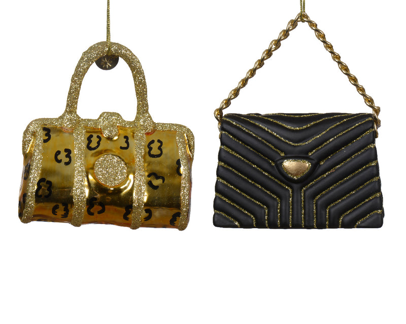 Christmas Hanging Decoration Handbag In Gold or Black (8.5cm x 9cm) Sold individually