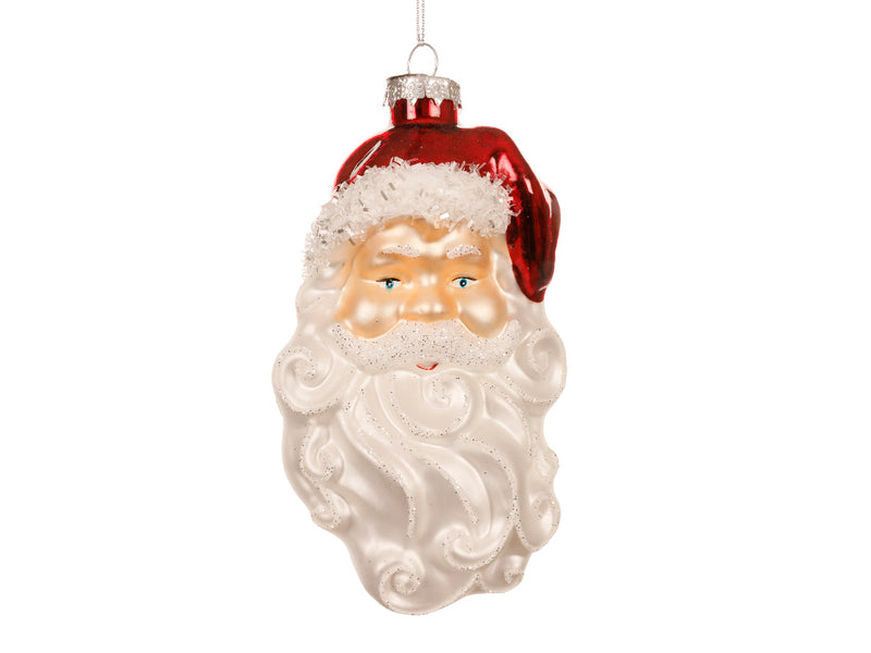 Christmas Hanging Decoration Santa Glass With Transparent Beads (8cm x 14cm)