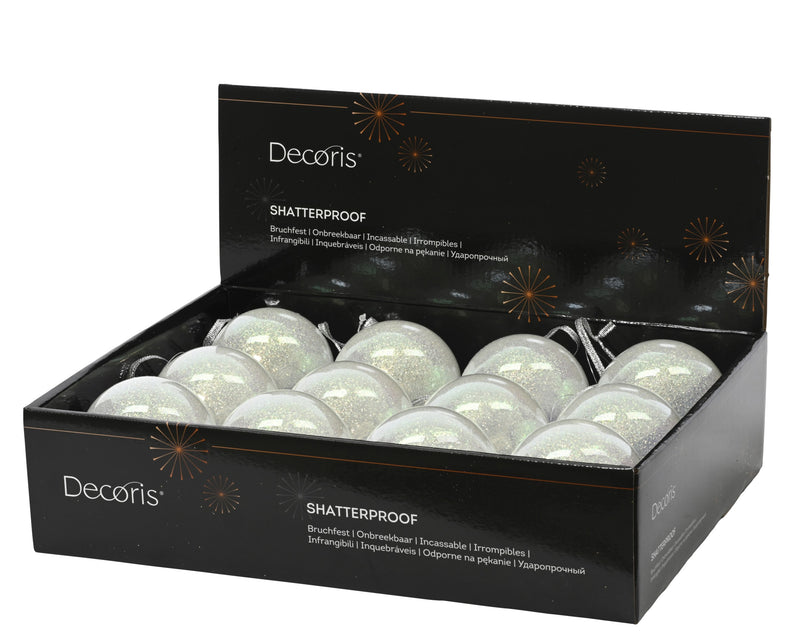 Christmas Shatterproof Bauble Iris Glitter Finish 8cm