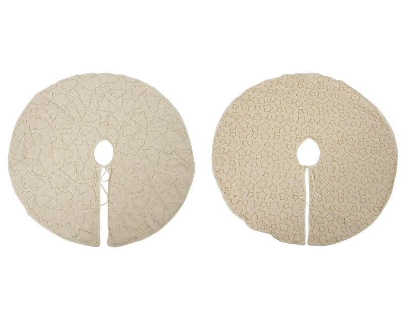 Christmas Tree Skirt Faux Fur with Golden Star or Golden Tree Sequin 90cm (Sold Individually)