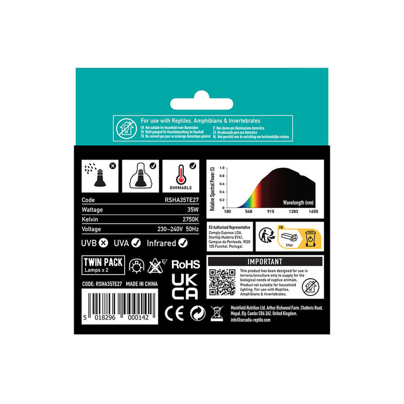 Arcadia Mini Halogen Flood Lamp Twin Pack (35 Watts)