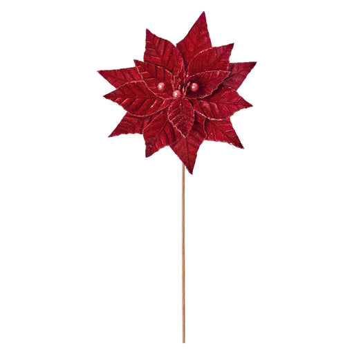 Christmas Poinsettia Stem Burgundy Velvet Large 50cm