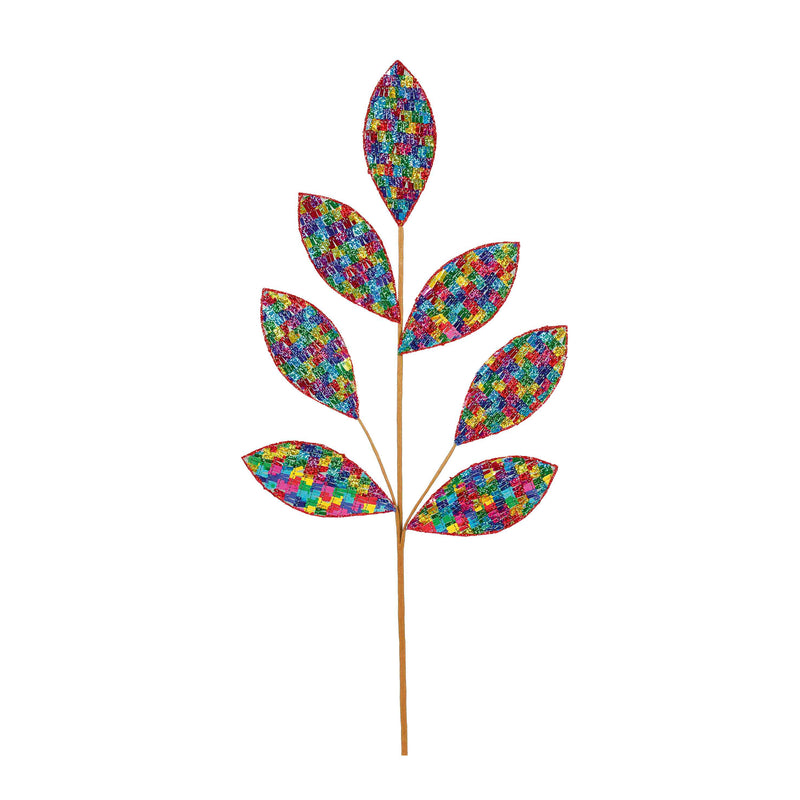 Christmas Decoration Rainbow Sequin Leaf Stem 68cm