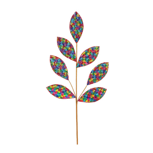 Christmas Decoration Rainbow Sequin Leaf Stem 68cm