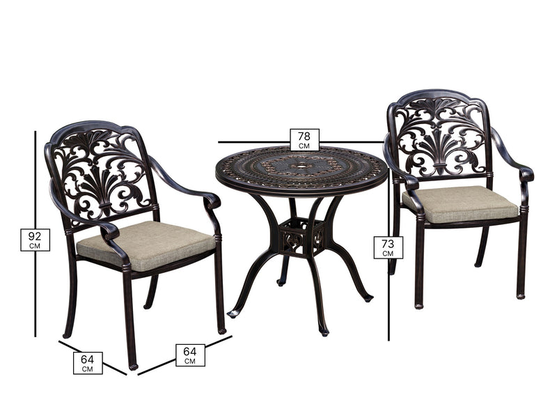Venice Bronze Cast Aluminium 2 Seat Bistro Set