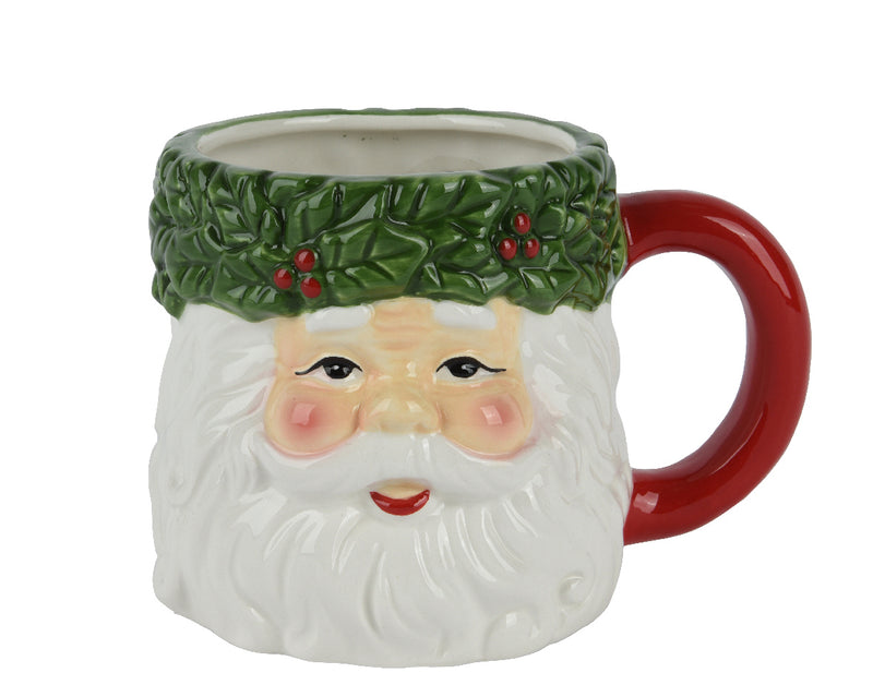 Dolomite Mug Santa With Green Holly Pattern (10cm)