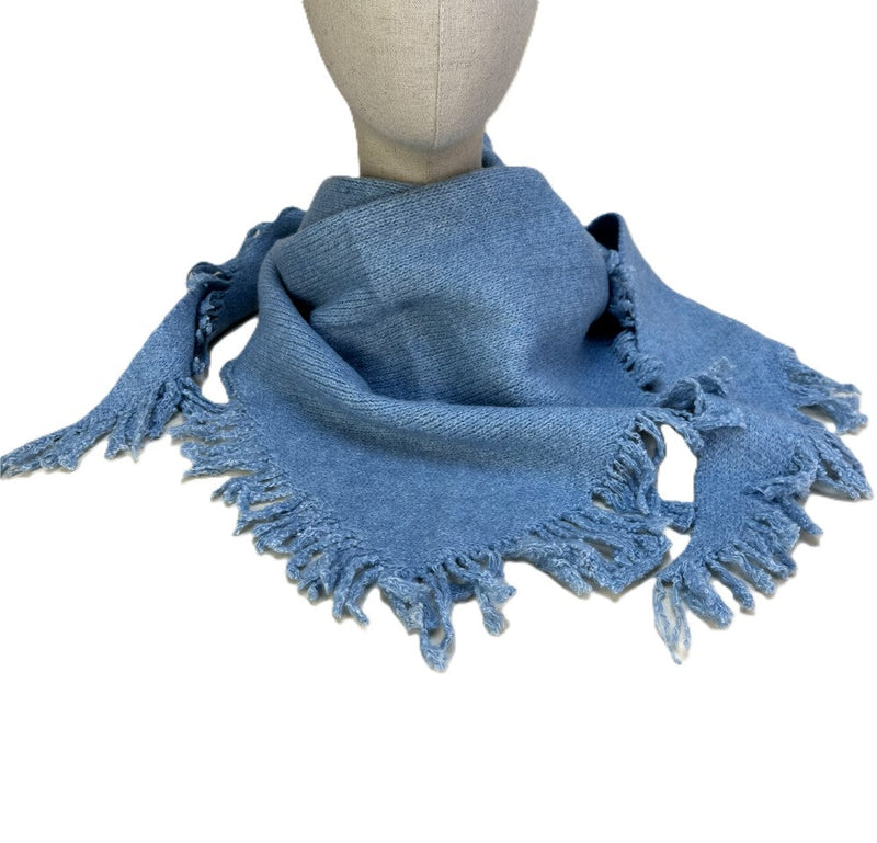Emily Scarf - Denim by Powder styled on a plain background
