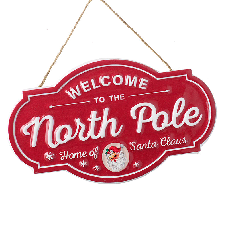 Christmas Hanging Decoration Sign 'Welcome To North Pole'