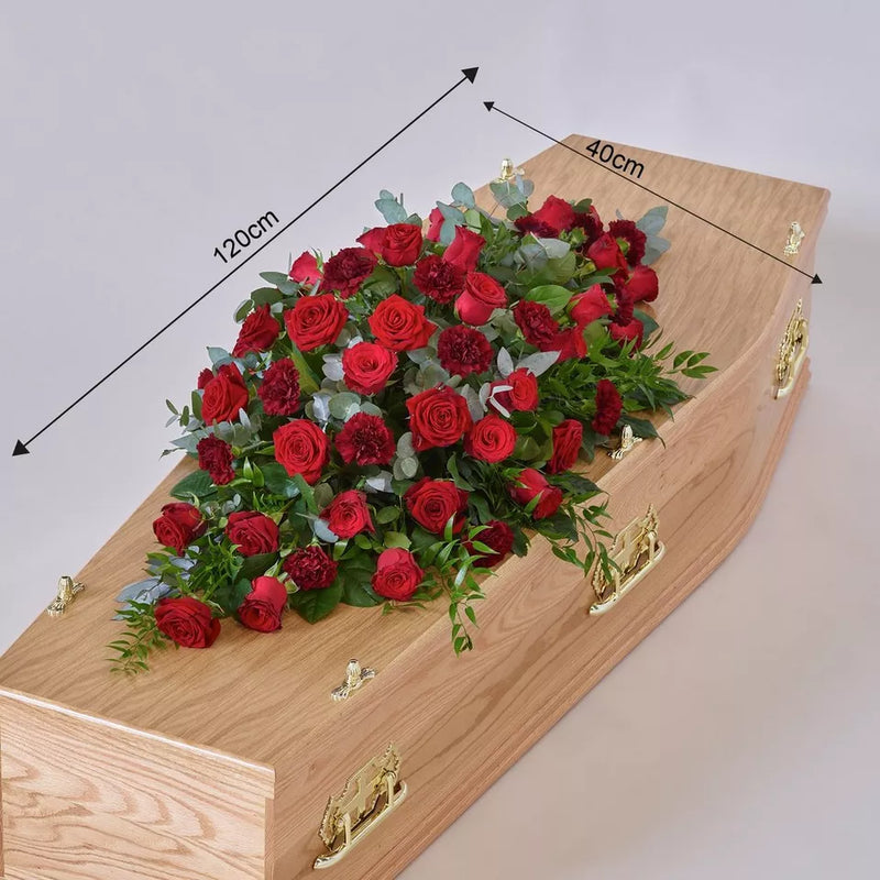 Rose and Carnation Casket Spray - Red