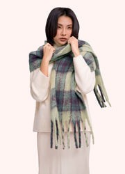 Flora Cosy Scarf - Damson Mix by Powder worn by a model