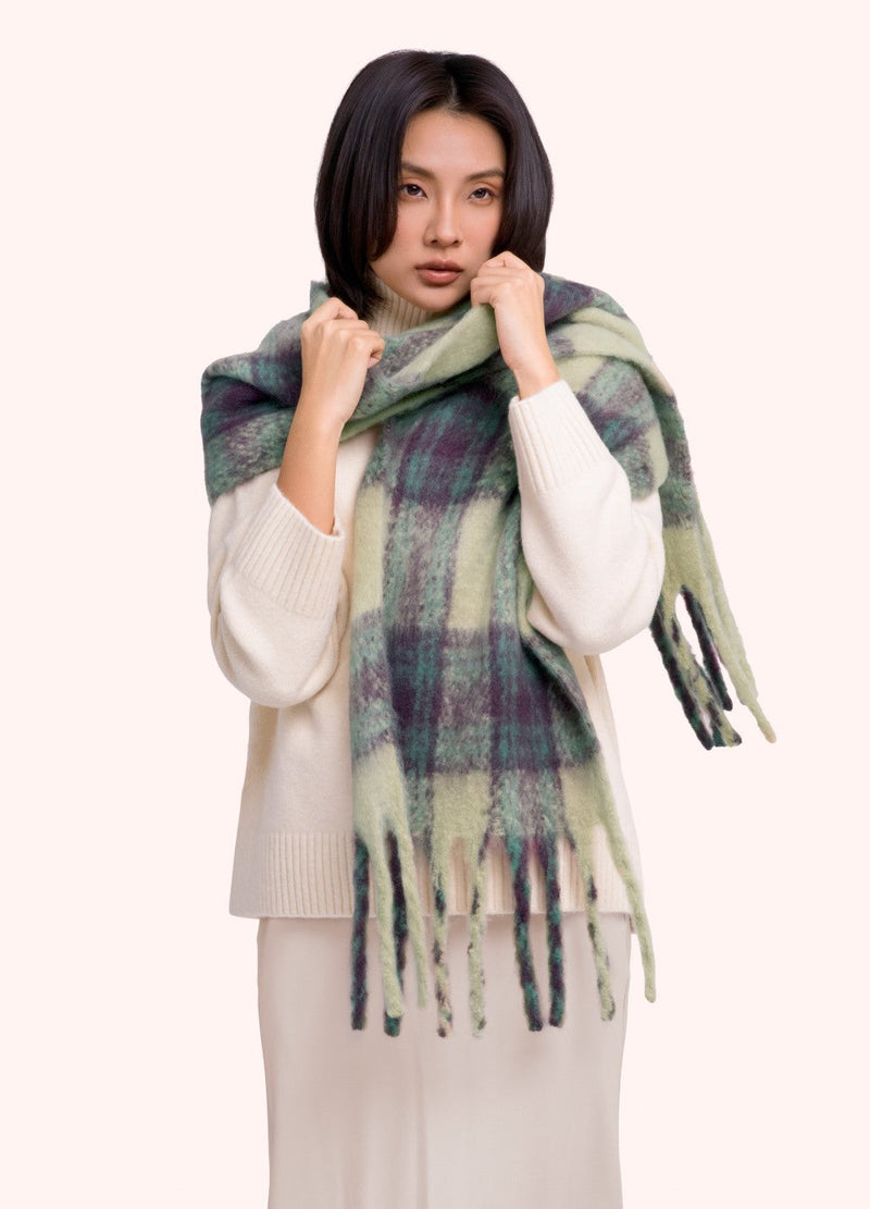 Flora Cosy Scarf - Damson Mix by Powder worn by a model
