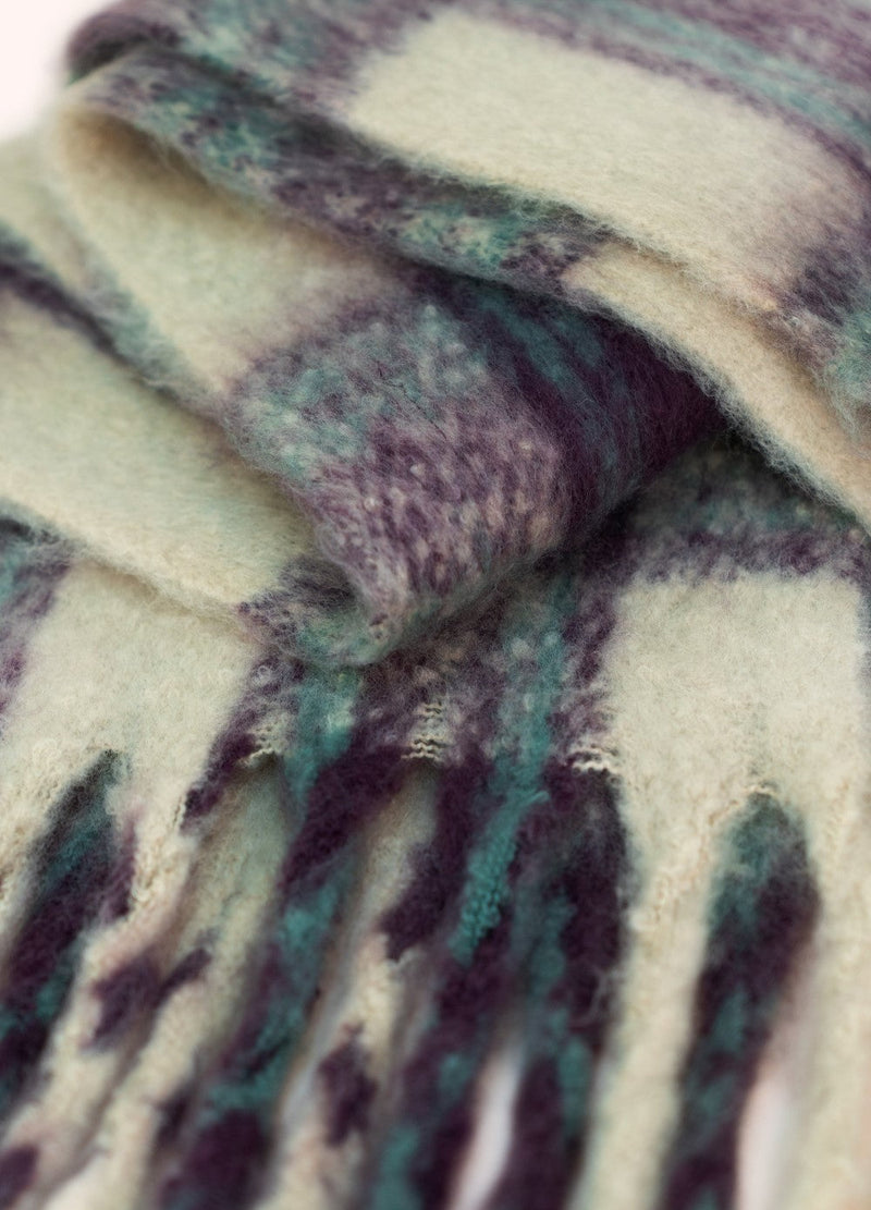 Flora Cosy Scarf - Damson Mix by Powder close-up print and fabric detail