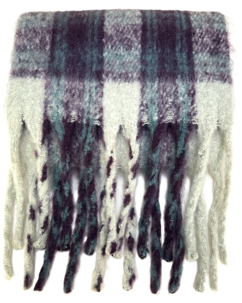 Flora Cosy Scarf - Damson Mix by Powder styled on a plain background
