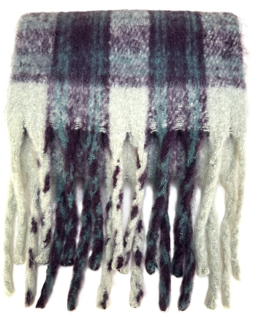 Flora Cosy Scarf - Damson Mix by Powder styled on a plain background