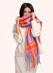 Flora Cosy Scarf - Tangerine Mix by Powder worn by a model