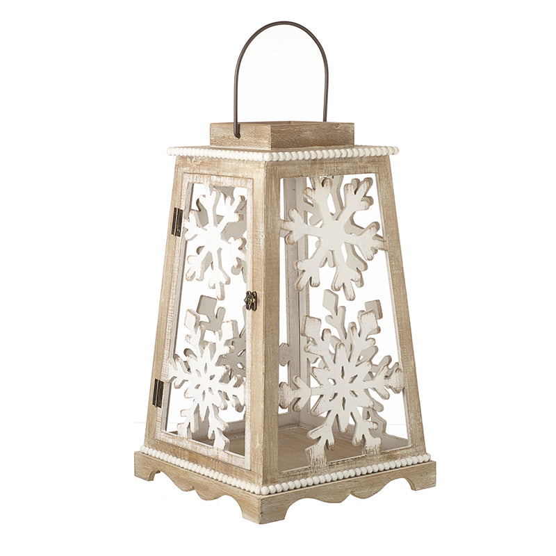 Large wooden snowflake Christmas lantern – Heaven Sends