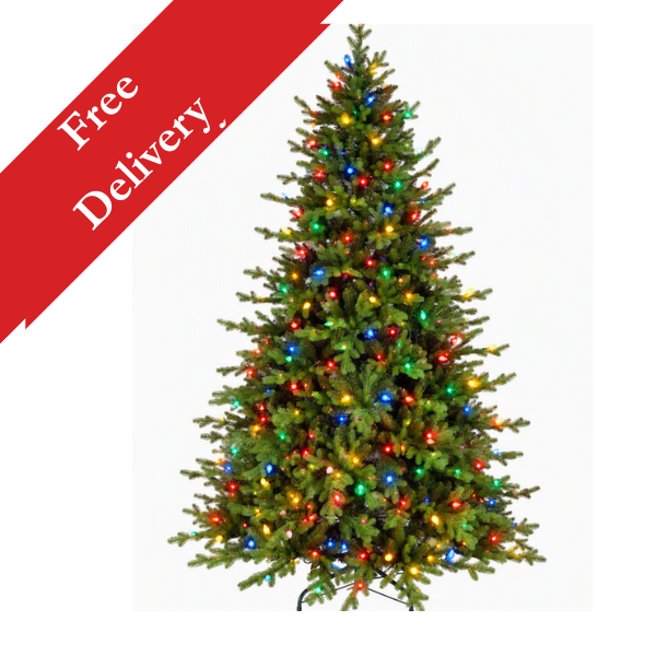 7.5 Foot Pre-Lit Vienna Fir Artificial Christmas Tree with 750 Dual Colour Lights – Free Delivery