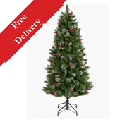 7.5 Foot Slim Wintery Pine Artificial Christmas Tree – Free Delivery