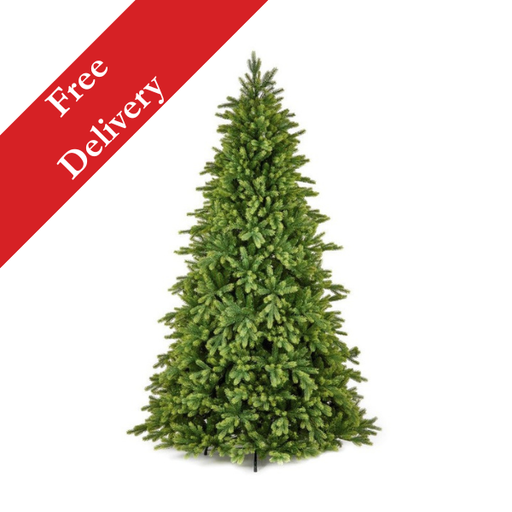 7.5ft Westbury Spruce artificial Christmas tree with free delivery banner