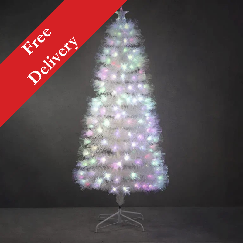 Greenville Fibre Optic White Christmas Tree With 290 LED Lights & Remote Control 180cm (Reduced to Clear)