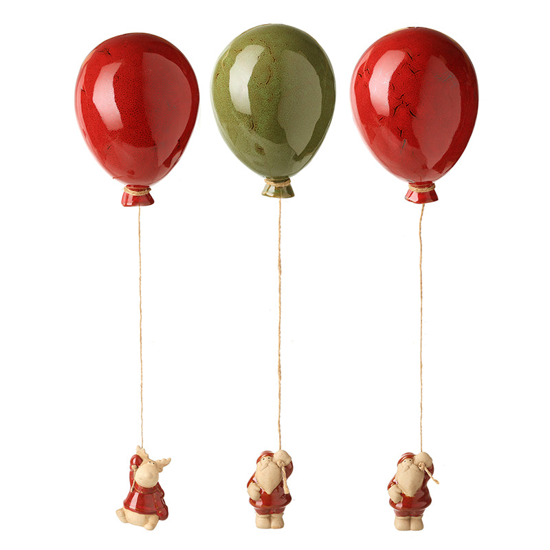 Santa hanging from balloons Christmas decoration, assorted – Heaven Sends