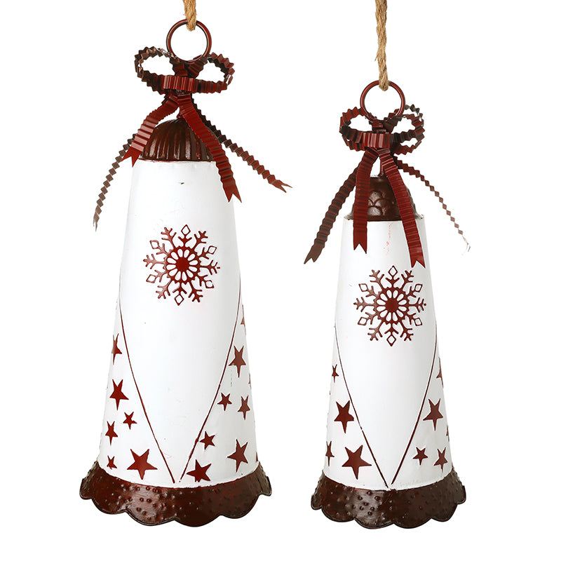 Set of 2 white metal Christmas bells with music sensor – Heaven Sends