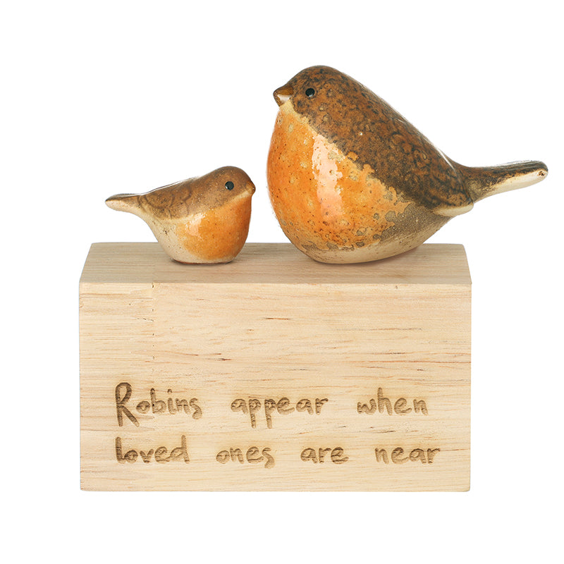 Robins Appear When Loved Ones Are Near wooden block decoration – Heaven Sends