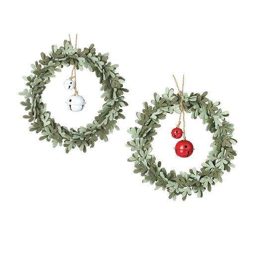 Felt Christmas wreath with bell, assorted – Heaven Sends