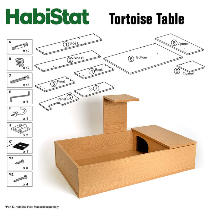 HabiStat Tortoise Table Oak 109 x 61 x 63cm Table Only