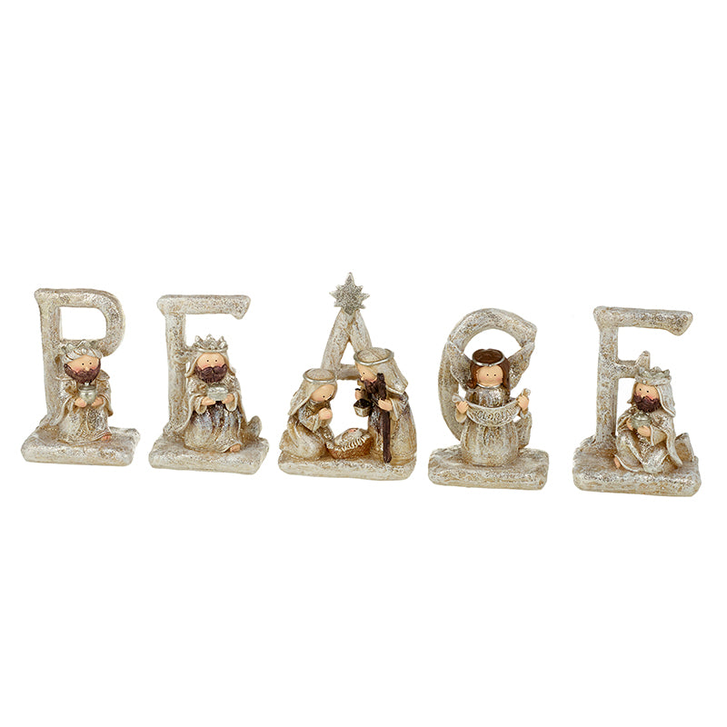 Christmas Nativity Scene 'Peace' Letters & Figures 39x12.5cm