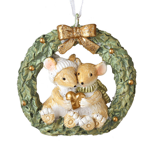 Mice couple in wreath Christmas decoration – Heaven Sends
