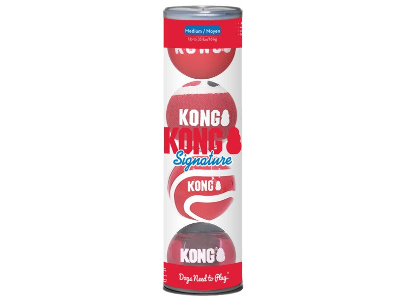 KONG Signature Balls 4 Pack Assorted Medium
