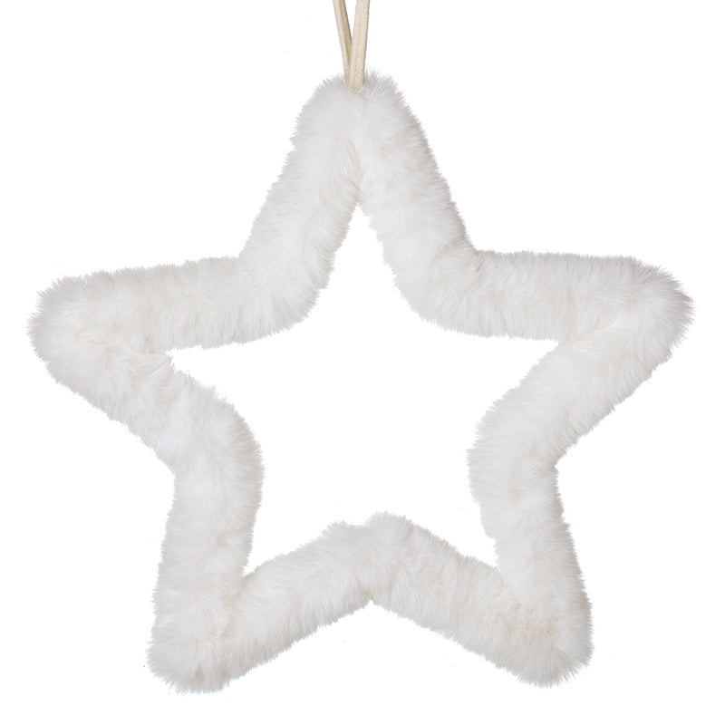 Large white faux fur star hanging Christmas decoration – Heaven Sends