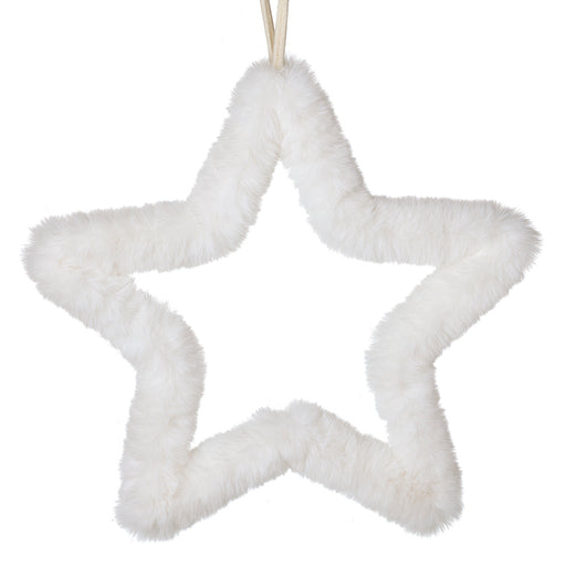 Large white faux fur star hanging Christmas decoration – Heaven Sends