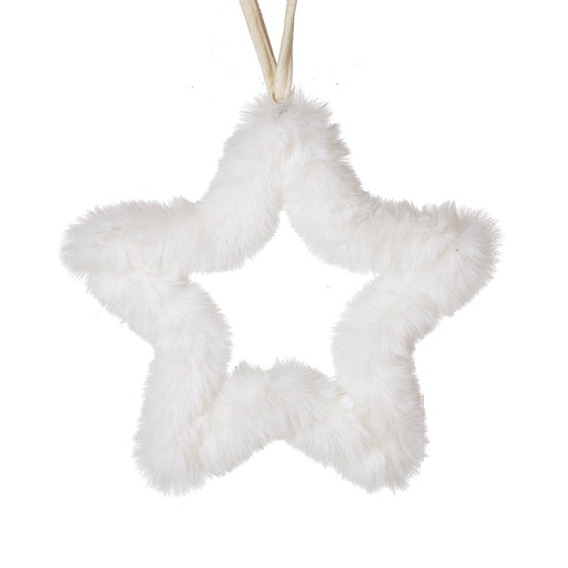 Small white faux fur star hanging Christmas decoration – Heaven Sends
