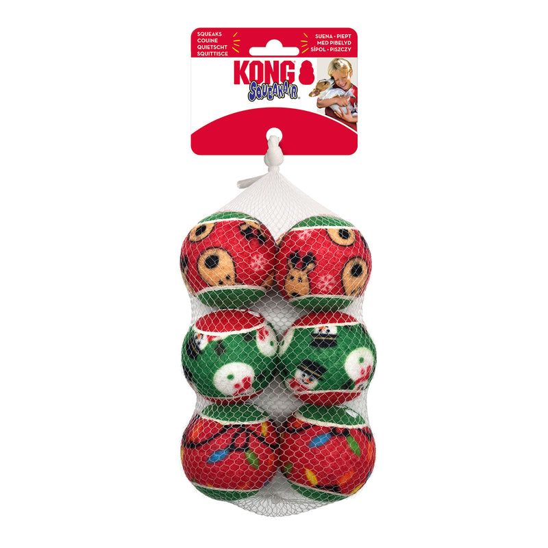 KONG Christmas Holiday SqueakAir Balls 6 Pack Small