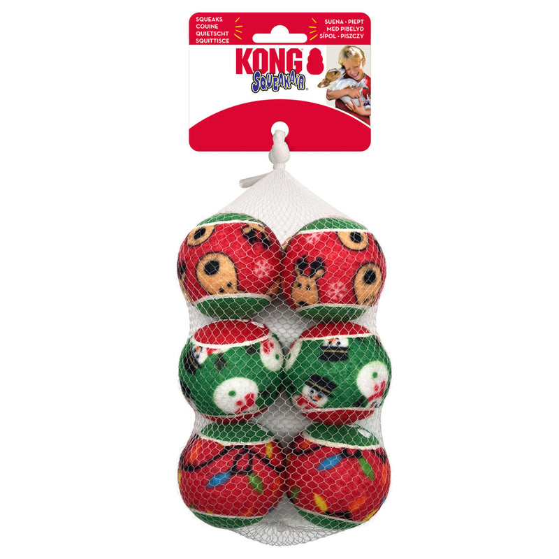 KONG Holiday Squeakair  Balls 6-Pk Md
