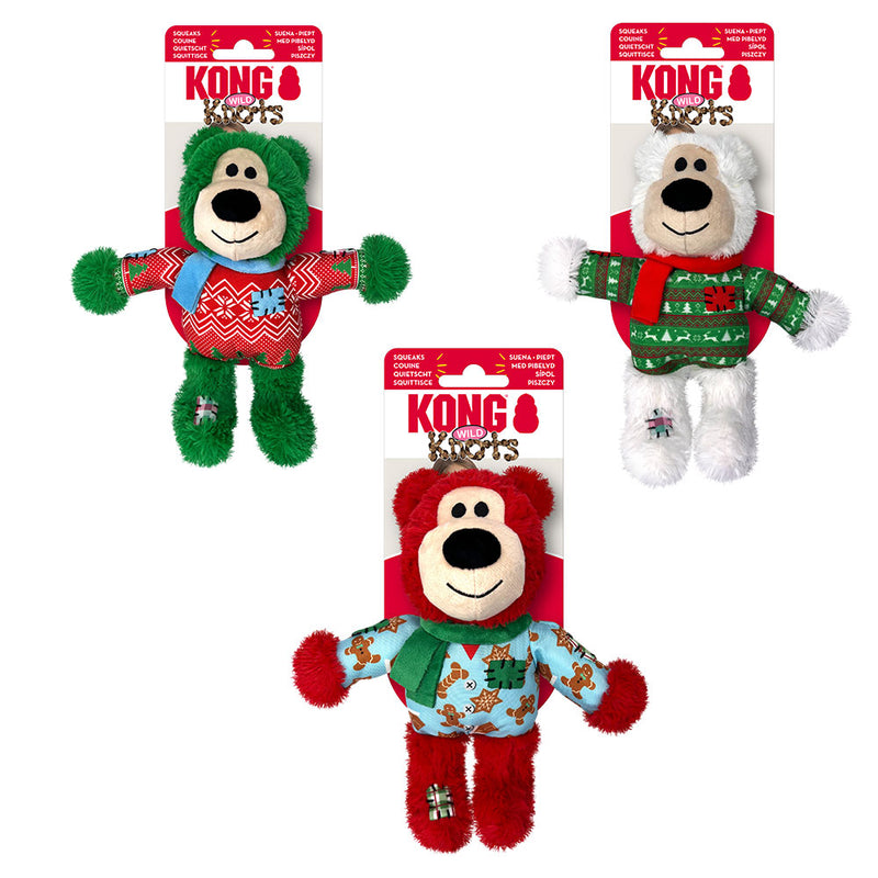 KONG Holiday Wild Knots Bear Assorted Sm (Sold Individually)