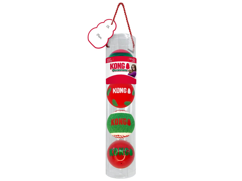 KONG Holiday Occasions Ball 4pk Med