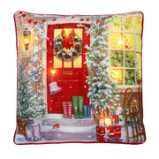 Battery-Operated LED Christmas Scene Cushions 45 x 45 cm - 2 Assorted Designs