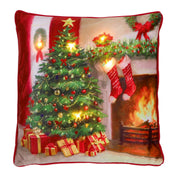 Battery-Operated LED Christmas Scene Cushions 45 x 45 cm - 2 Assorted Designs