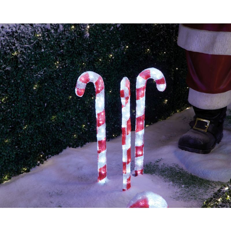 Acrylic Candy Canes LED Light Decoration 60cm (Set of 3) Reduced To Clear
