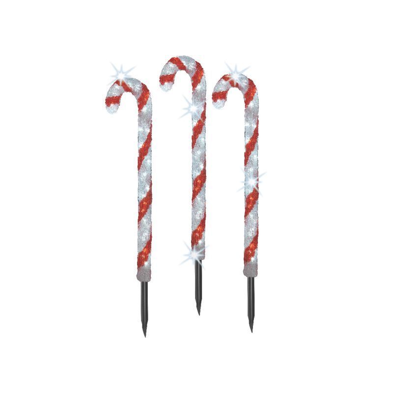 Acrylic Candy Canes LED Light Decoration 60cm (Set of 3) Reduced To Clear
